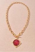 Burgundy Stone Toggle Necklace