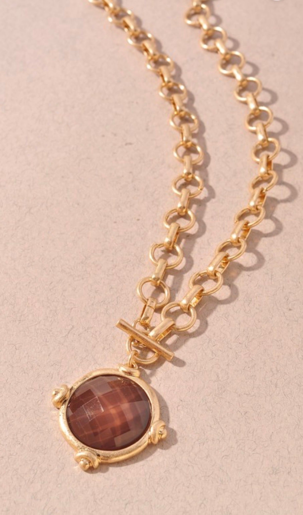 Brown Stone Toggle Necklace